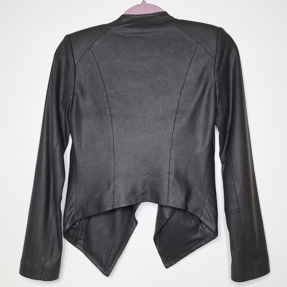 B.B Dakota Women's Brycon Black Leather Open Front Drape Jacket Size XS NWOT - Picture 10 of 16